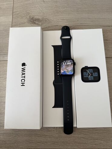 апле ватч: Apple Watch SE, 44 мм, алюминиевый корпус в цвете Space Gray с черным