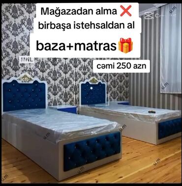Çarpayılar: Yeni, Təknəfərlik çarpayı, Bazalı, Matras ilə, Siyirməli, Azərbaycan — 1