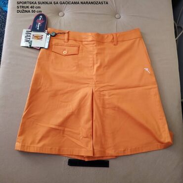 ženske somot pantalone: Prodajem 4 mini suknje Narandzasta comfort dry matic sa gacicama za