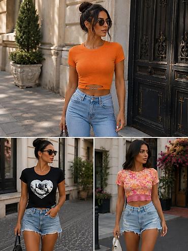 elegantne majce: Majice – set od 3 modela. - Trendy majice sa kratkim rukavima i — 1