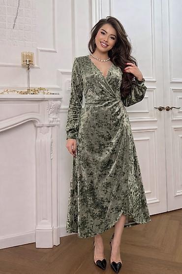 Вечернее платье, Коктейльное, Длинная модель, Велюр, С рукавами, M, S