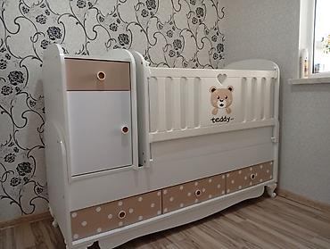 Uşaq beşiyi və komodlu dəst - Rəng: ağ və bej tonlarında, “teddy”