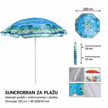 KMT Suncobran plažni vetar pun print 297330 Veliki suncobran za plažu