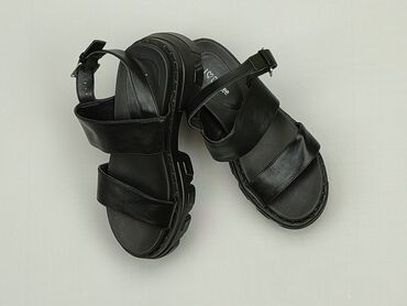 czarne zamszowe sandały płaskie: Sandały 36, stan - Idealny