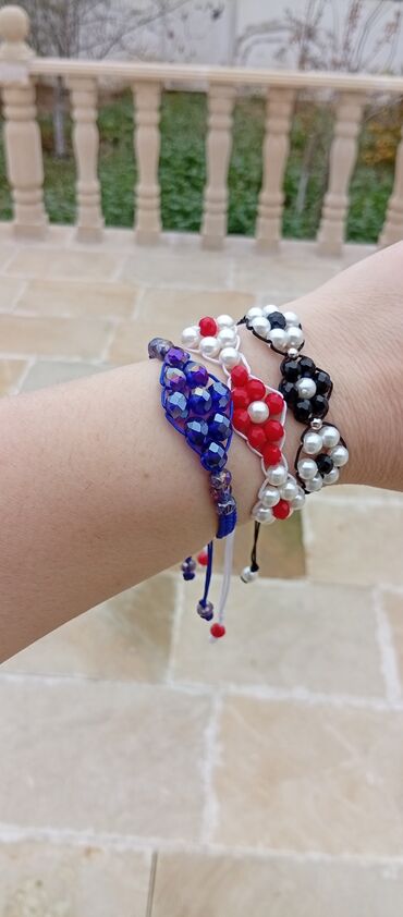 Dini bijuteriyalar: Muncuq və kordonla hazırlanmış əl işi bilərziklər - Material: parlaq — 2