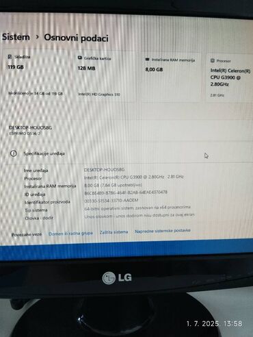 Desktop računari i radne stanice: Fujitsu esprimo računar karakteristike: Procesor intel celeron G3900 — 5