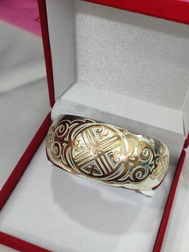 Кольца: Серебряный Билерик "Тундук" Серебро 925 с напылением золото Без