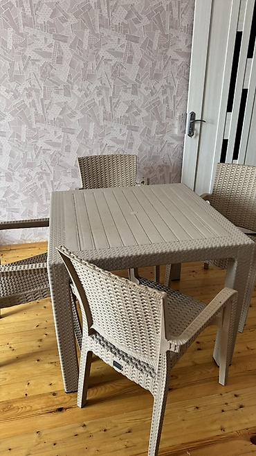 ucuz mebeler: Məhsul: 4 nəfərlik masa–stul dəsti Təsvir: - Rattan fakturalı, bej — 6