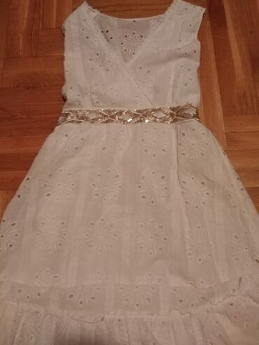 zenska letnja haljina: L (EU 40), bоја - Bela, Večernji, maturski, Na bretele