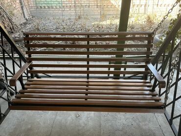 Садовые качели: Садовые качели Дерево, Со спинкой, С крышей at lalafo.kg — 3 Садовые качели: Садовые качели Дерево, Со спинкой, С крышей — 3