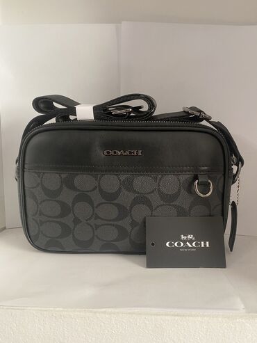 серебряные цепочки мужские: Барсетка, Coach, Материал: Натуральная кожа, Множество карманов, Новый