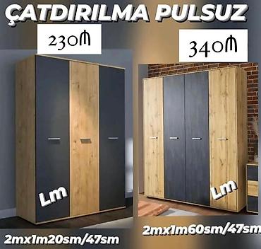 aze sekis: Üç qapılı geyim şkafı – Lm model - Rəng: təbii ağac efektli gövdə və — 1