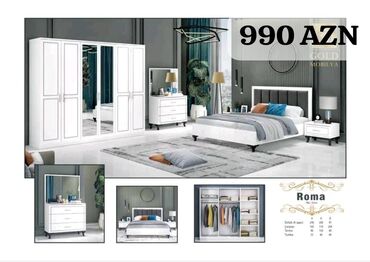 Yataq otağı dəstləri: İkinəfərlik çarpayı, Dolab, Termo, 2 tumba, Azərbaycan, Yeni — 5