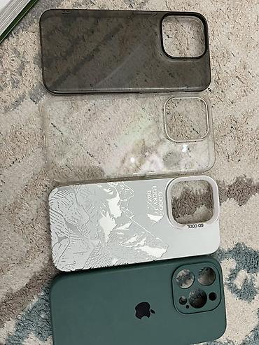 iphone 13mini: Набор чехлов для IPhon 15 pro - Зеленый силиконовый с логотипом — 3