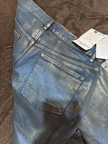 aksa: C&A ženske farmerke – Iconic Straight, srebrni metalik premaz l/xl — 4