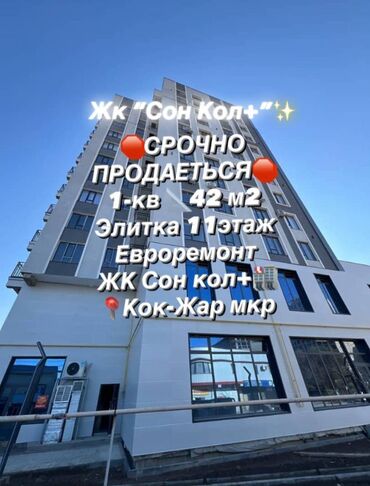 исанова квартира: 1 комната, 42 м², Элитка, 11 этаж, Евроремонт