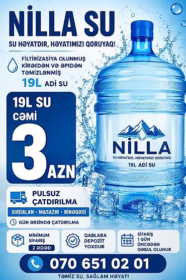 ziyad balığı qiyməti: Nilla Su – 19 litrlik adi içməli su - Filtrizasiyadan keçmiş — 1