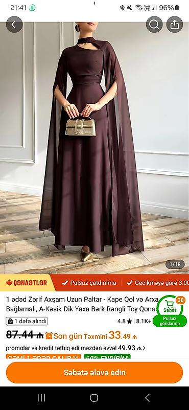 Zərif axşam uzun paltarı temudan baha alinib 1defede geyinilmeyib teze