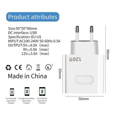 Punjači: Super Brzi USB adapter GaN punjač mobilnog telefona 120W. Dodatna — 9