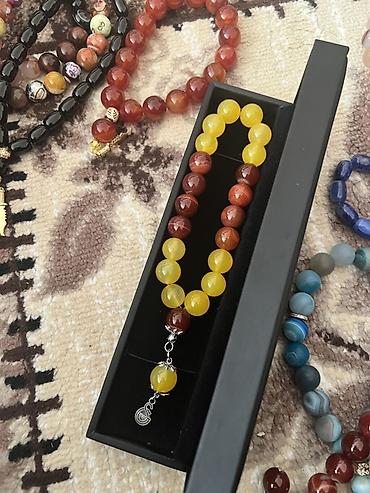 Aqik daşlardan hazırlanmış təsbeh. - Material: təbii aqik (sarı və lalafo.az -da Aqik daşlardan hazırlanmış təsbeh. - Material: təbii aqik (sarı və