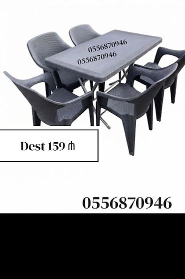 stul restoran: Yeni, Dördbucaq masa, 6 stul, Açılmayan, Stullar ilə, Həsir toxunuşlu, Türkiyə — 3