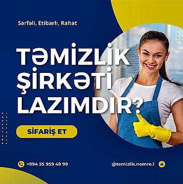 Təmizlik xidmətləri: Təmizlik | Ofislər, Girişlər, Mənzillər | Gündəlik təmizlik, Təmirdən sonra təmizlik, Pəncərələrin, fasadların yuyulması — 3