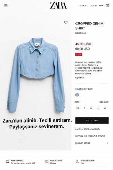 индивидуалки баку: ZARA Cropped Denim Köynək – Light Blue. Tiktpk @brandsecondhand_baku — 3
