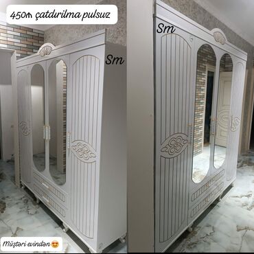 Dolablar: *4 Qapili Dolab şeher içi çatdırilma pulsuz qiymət 450azn* ✨ Ölçüs