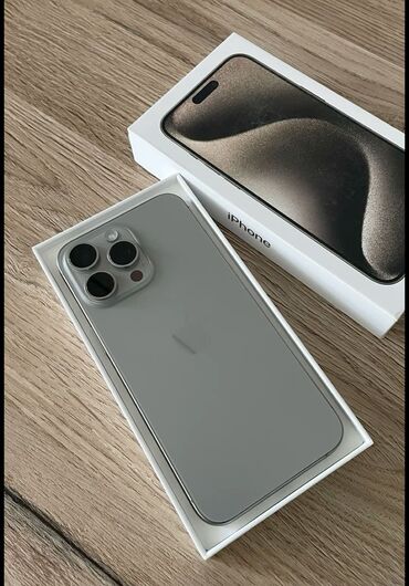 Apple iPhone: IPhone 15 Pro, Новый, 256 ГБ, Natural Titanium, Защитное стекло, Чехол, Стилус, 95 %