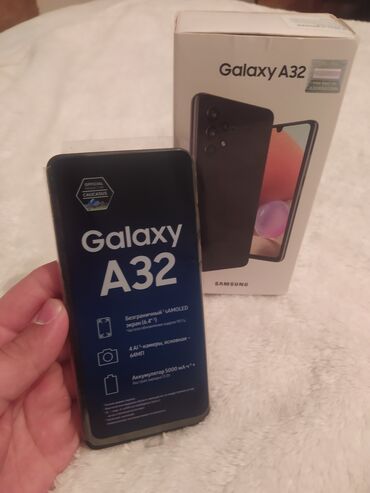 телефон флай 45: Samsung Galaxy A32, 64 ГБ, цвет - Серый, Сенсорный, Отпечаток пальца, Две SIM карты