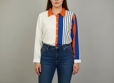 bluzka w paski zielone: Women`s shirt, size 2XL