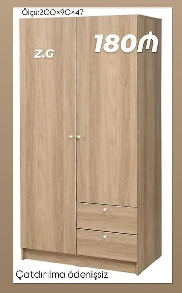 dolab yigilmasi: İki qapılı geyim dolabı - Ölçü: 200 × 90 × 47 sm - Material: ağac — 1