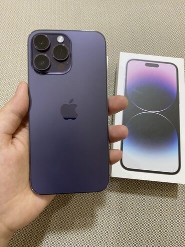 телефон 200 сом: IPhone 14 Pro Max, Новый, 128 ГБ, Deep Purple, Зарядное устройство, Защитное стекло, Чехол, 89 %