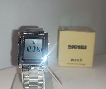 casio saat: SKMEI rəqəmsal qol saatı - Dizayn: kvadrat korpus, metal rəngli polad — 1