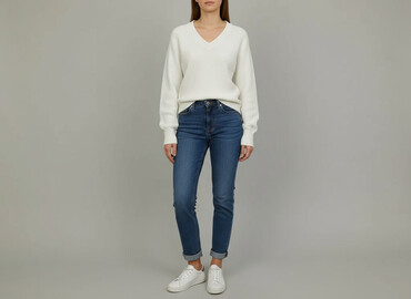 czerwona bluzki z dekoltem v: Women`s sweater, size S