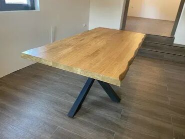 Stolovi: Trpezarijski Sto od Hrasta – Masivno drvo i metal 🪑 Unikatni sto — 9