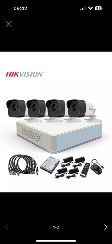 kamera manitor: Hikvision Tahlukasizlik Kamerasi 4 Adad HD Kamera (Geca goruntusu var)