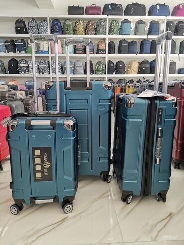 SmartPolo təkərləri olan, teleskopik dəstəkli çamadan dəsti. Dəstə