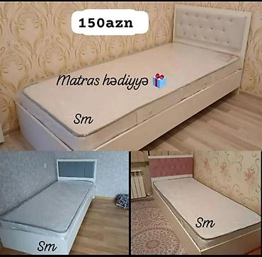 Çarpayılar: Birnəfərlik çarpayı – matrass hədiyyə - Sadə və müasir dizayn: ağ — 1
