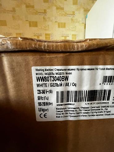 Бытовая техника: Samsung paltaryuyan maşın – Model: WW80T3040BW (White) Texniki — 1