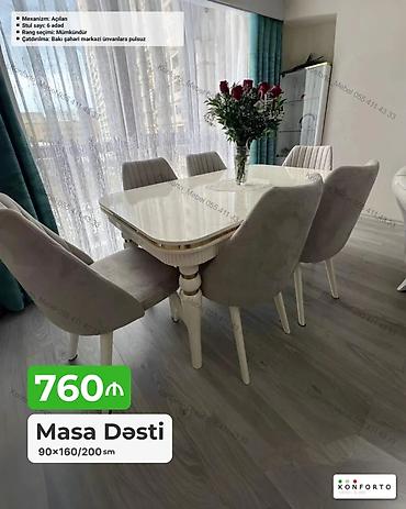 Masa Dəsti – 90×160/200 sm - Mexanizm: Açılan (uzanan masa) - Stul