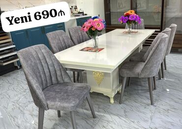 барные стулья: *Yeni masa dəsti 690₼* 8 stulla Mağazadan satış Endirimli qiymətlə😊