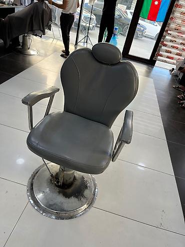salon tibbi kreslo: Bərbər/kosmetologiya üçün hidravlik kreslo - Rəng: boz - Material — 2