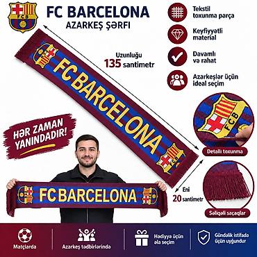 ipək parca: Barcelona azarkeş şərfi - Rənglər: bordo və göy zolaqlar, “FC — 2