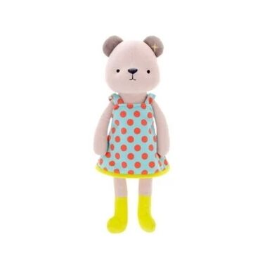 мягкие игрушки оптом: Мягкая игрушка Медвежонок в голубом платье, 35 см
