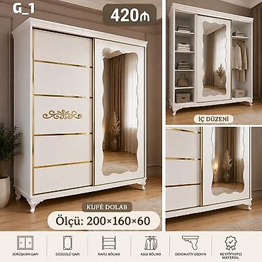 Ev üçün mebel: Kupe dolab – model G_1 - Ölçü: 200 × 160 × 60 sm - Sürüşkən qapı — 1