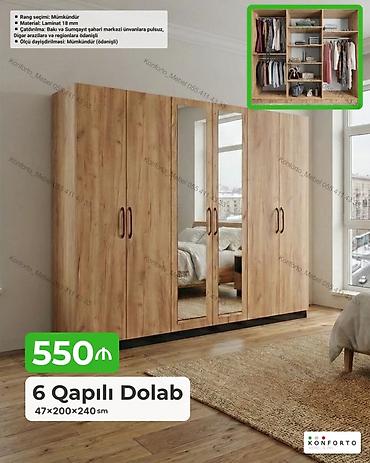 Dolablar: 6 qapılı geyim dolabı - Ölçü: 47×200×240 sm - Material: 18 mm laminat — 1