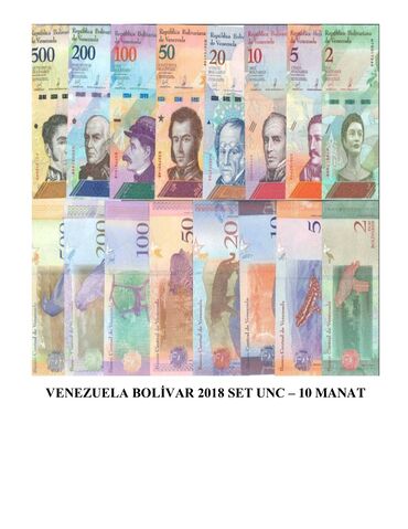 Купюры: 2018-ci ilin Venezuela pulları hamısı birlikdə 10 manata satilir