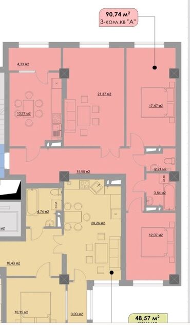 квартира сдается аламедин 1: 3 комнаты, 90 м², Элитка, 4 этаж, ПСО (под самоотделку)