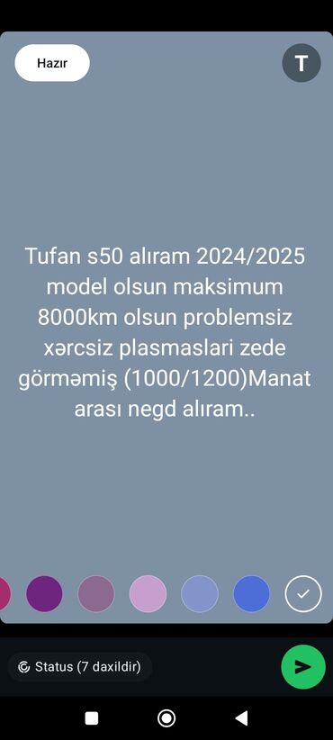 Mopedlər,skuterlər: Tufan 50 sm3, 2024 il, 8000 km